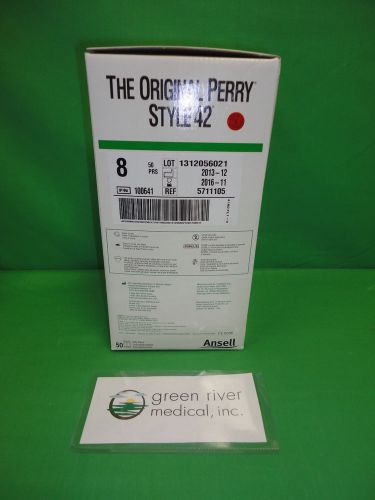 Ansell the original perry style 42 latex powdered gloves - sz 8 [5711105] 50/bx for sale