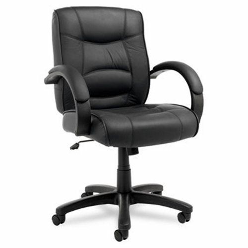 Alera Strada Series Mid-Back Swivel/Tilt Chair w/Black Leather (ALESR42LS10B)