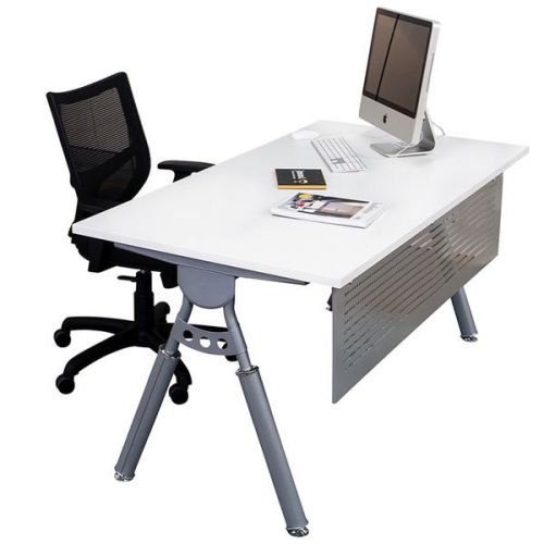 Elements 1000 desk - Silver JC leg - height adjustable desk, Built in cable tray