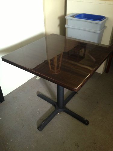 *CAFETERIA/LUNCH ROOM TABLE WALNUT COLOR GLOSSY LAMIN TOP w/METAL X-BASE 30x30*