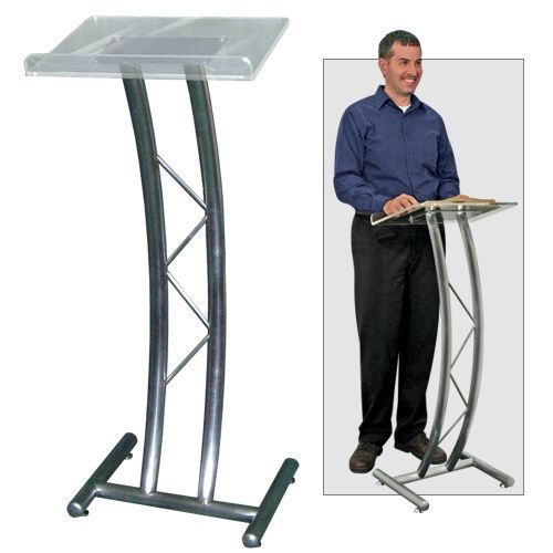 Curved Metal Lectern with Clear Acrylic Top by AVTronics