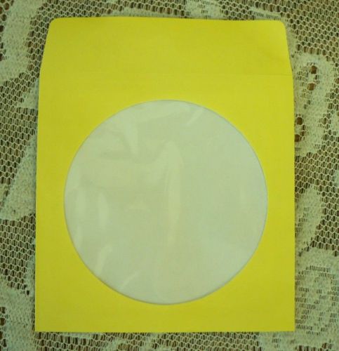 200  5 &#034; yellow cd dvd paper sleeve window flap js204 for sale