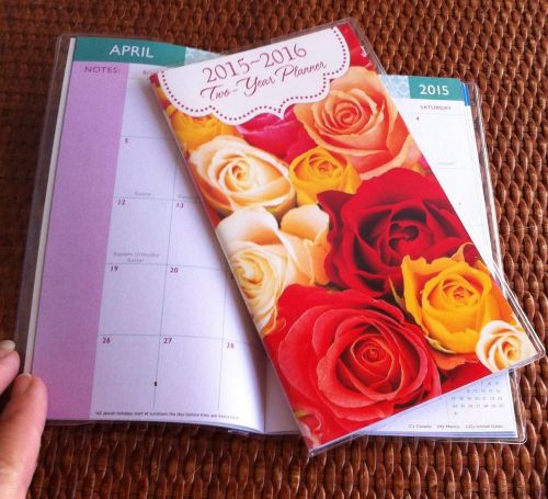 2015-2016 Rose 2 Two Year Planner Pocket Purse Calendar Christmas NEW