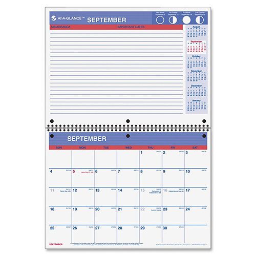 At-a-glance 16 month (sept. dec.) academic/fiscal desk/wall calendar 3 hole for sale