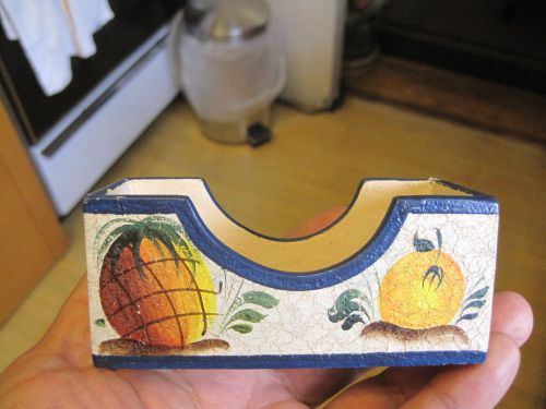 HAND PAINTED WOOD BUSINESS CARD HOLDER FRUITS PERU