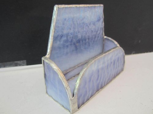Stained Glass Business Card Holder - Beautiful Light Purple &amp; White Rippled