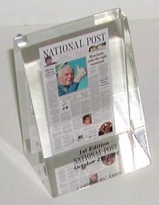 PAPERWEIGHT NATIONAL POST NEWS PAPER 1ST EDITION 1998