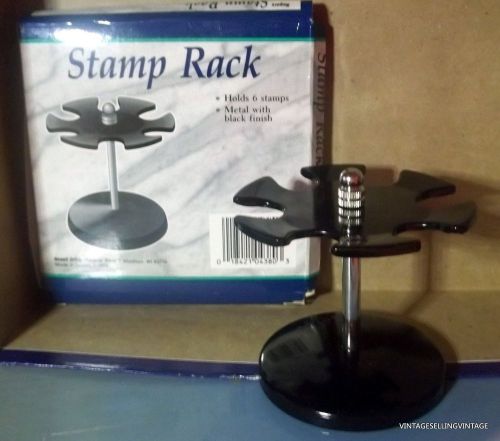 NEW VINTAGE Stamp Rack Stand ROTATING HOLDER ORGANIZER SPINS HOLDS 6 ENAMEL