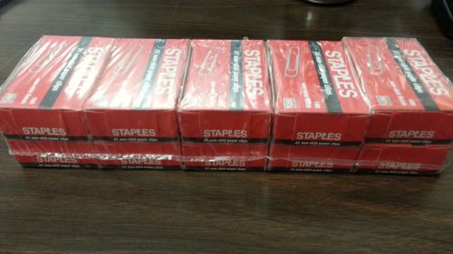 Staples 1000 pcs. #1 non-skid Paper clips Pack of 10 boxes (100 pcs per box) USA