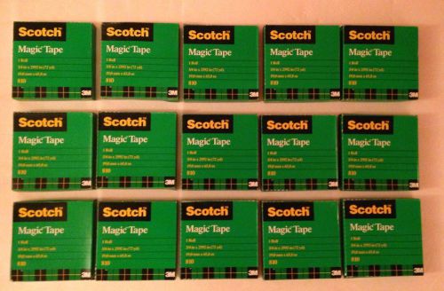 3M Scotch Magic Tape # 810 1&#034; x 2,592&#034; (72 yards) 15 Rolls !