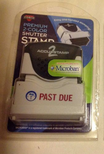 NEW COSCO 035543 Accustamp2 Shutter Stamp with Microban, Red/Blue, &#034;PAST DUE&#034;