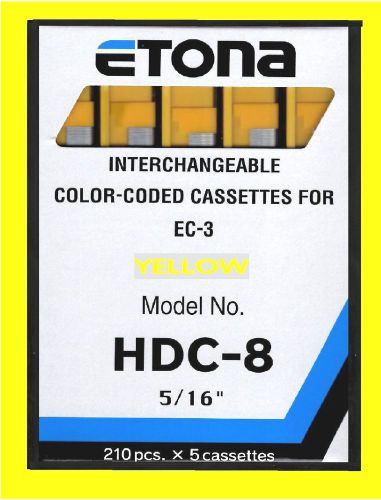 ETONA NEW HDC-8 HEAVY DUTY STAPLE CASSETTE 5/16&#034; Yellow 210.x 5 = 1050  EC-3