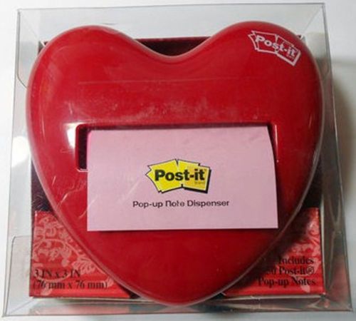 Post-it Red Heart Note Dispenser with 3&#034; Pop-up Notes New NIP Gift Valentine
