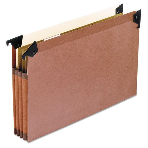 3 1/2 inch cap hanging file pockets with swing hooks, manila, legal, red, 5/box for sale
