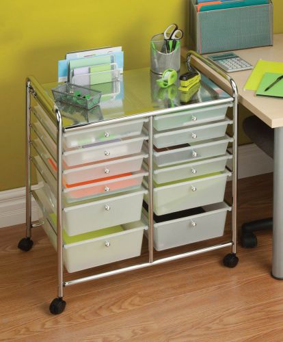 Organizer Cart 12 Cabinet Drawer Tray Storage Space Closet Chrome Home Office CR