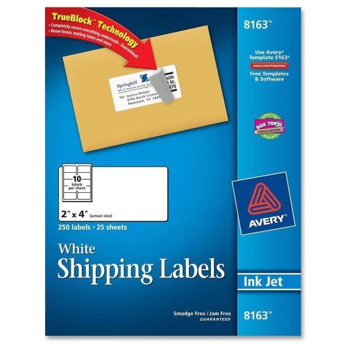 Brand New Avery 8163 InkJet White Shipping Labels - 750 Labels