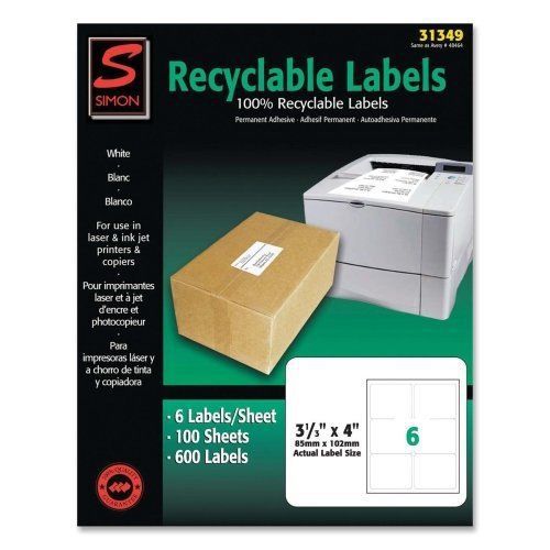 Simon Recyclable Shipping Label - 3.33&#034; Width X 4&#034; Length - 600 / Box (sil31349)