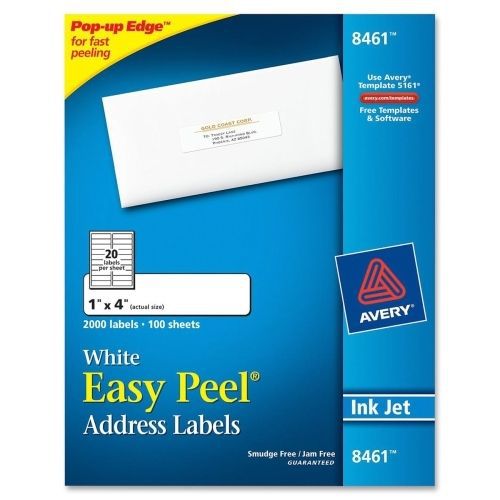 Avery Easy Peel Mailing Label -1&#034;Wx4&#034;L - 2000/Box -Square -Inkjet -White
