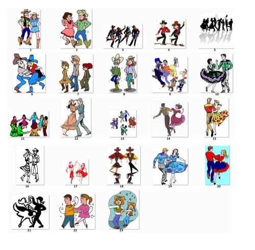 30 Square Stickers Envelope Seals Favor Tags Country Dancing Buy3 get1 free (c1)