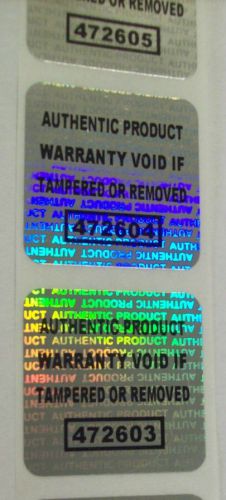 100 Authentic Product Hologram  Sticker Labels Seals Tamper Evident 1-3/16&#034; SQ