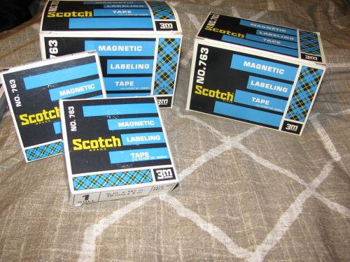 9 rolls new scotch 763 black &amp; yellow  magnetic labeling tape 3/4&#034;