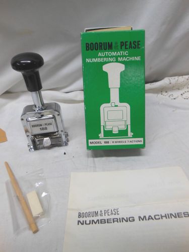 Mint! Boorum &amp; Pease Automatic Numbering Machine Model 188 6 Wheels 7 Actions
