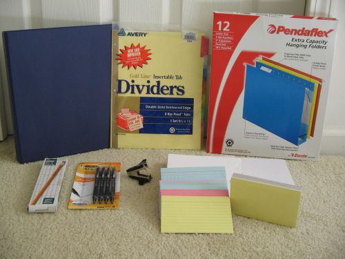 Mixed Lot OFFICE SCHOOL SUPPLIES Index Cards Pens Tab Dividers Pendaflex Folders