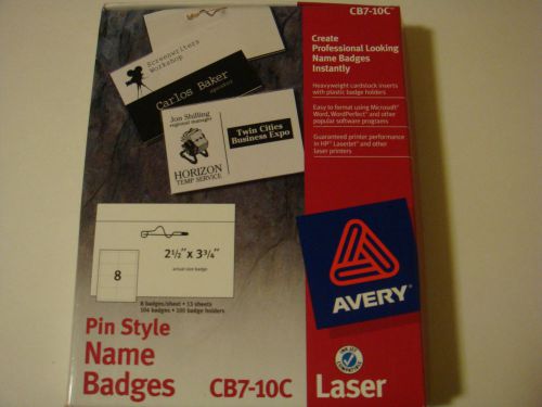 AVERY CB7-10C Pin Style NAME BADGES Laser Jet Printing
