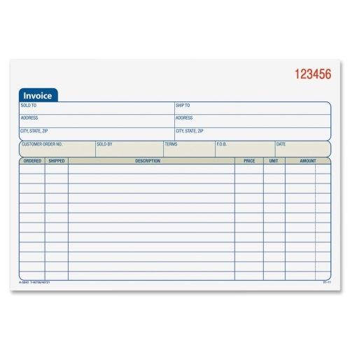 Adams carbonless invoice book -2 part -5.56&#034;x7.93&#034; -assorted -1ea for sale