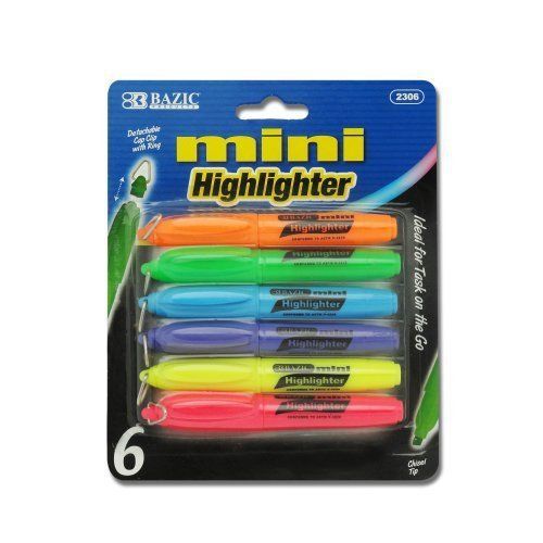 Mini Highlighter with Cap Clip (6 Pack)