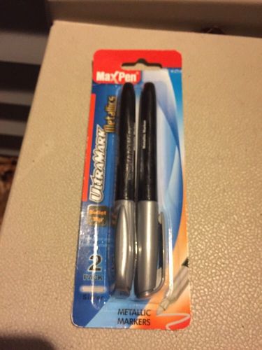 Metallic Silver Permanent Markers 2pk Bullet Tip Max Pen- Like Sharpies
