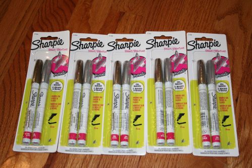 Sharpie oil-based fine point paint markers 1 gold &amp; 1 silver marker  five packs for sale