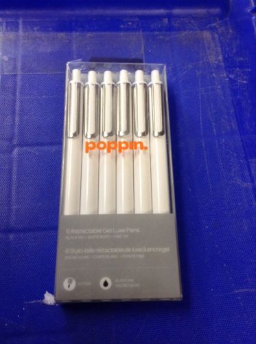 White, Retractable, Gel Pens, Black Ink, Brand New, 005535