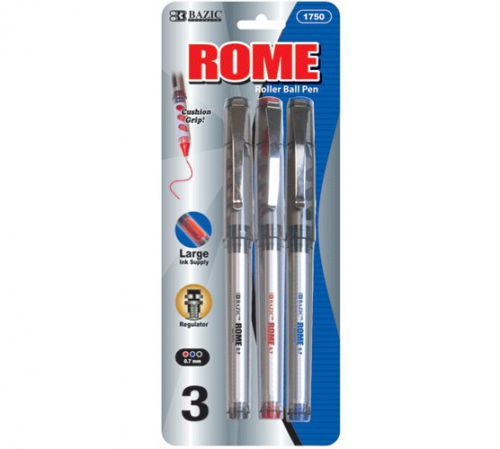 BAZIC Rome Asst. Color Jumbo Rollerball Pen w/ Grip (3/Pk), Case of 144