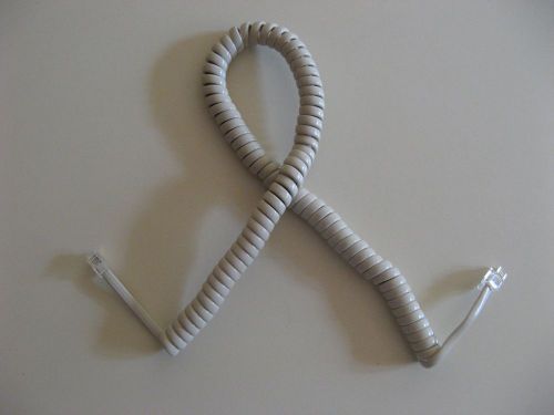 NEW Teledex Telephone Handset Curly Cord, 9 feet 9&#039; long, Ash (Off White) Color