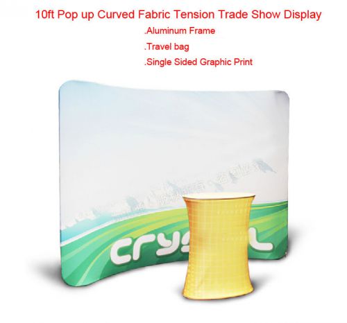 New 10ft pop up curved fabric tension trade show display booth with graphics  ca for sale