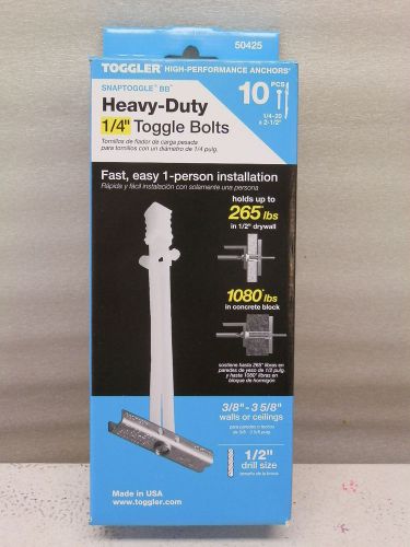Toggler snaptoggle bb 1/4&#034;-20&#034; heavy duty hollow wall/cieling anchors 10 pack for sale