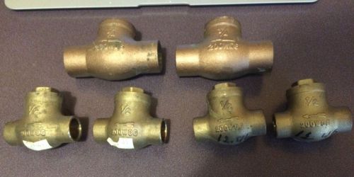 6pcs Brass Solder Check Valves, 2- 3/4, 4- 1/2, New, Stock from Plumbing Auction