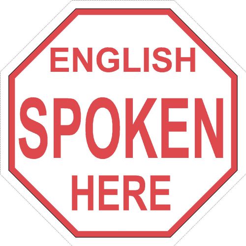 ENGLISH SPOKEN HERE hard hat decal / helmet stickers label sarcastic toolbox