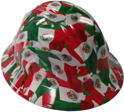 NEW! Hydro Dipped FULL BRIM Hard Hat w/Ratchet Suspension - Mexican Flag Print