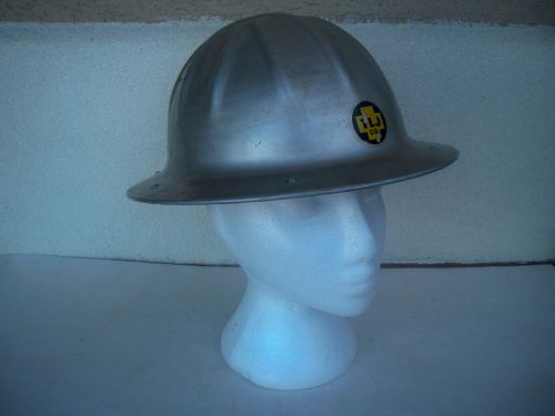 VINTAGE USA B.F. McDONALD CO. LOS ANGELES ALUMINUM SAFETY HARD HAT WITH LINER