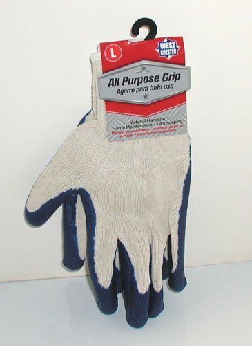 1 PAIR OF WEST CHESTER ALL PURPOSE GRIP LATEX COATED GLOVES ADULT LARGE