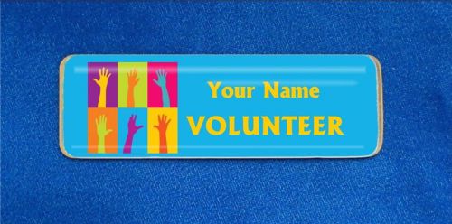 Hands Up Multi Custom Personalized Name Tag Badge ID Volunteers Service Helpers