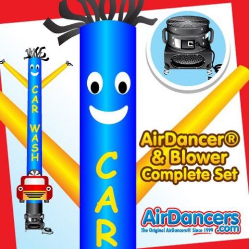 Blue &amp; Yellow Car Wash with Car Shape AirDancer® &amp; Blower