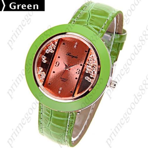 Lovely quartz watch wrist watch with pu leather band free shipping green for sale