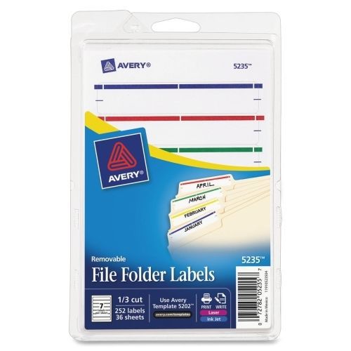 LOT OF 4 Avery Removable Laser/Inkjet Filing Labels -.67&#034;Wx3.44&#034;-252/Pk