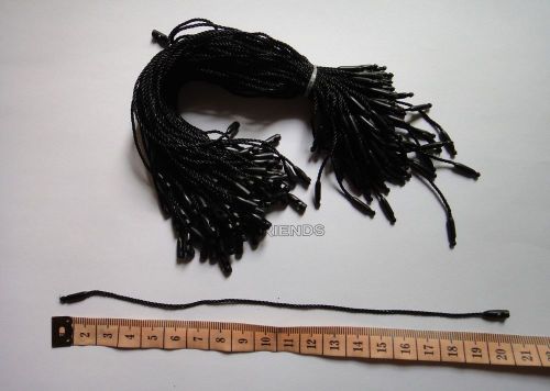 1000pcs black Hang Tags Rope String Cotton Snap Lock Pin Loop Fastener Hook Tie