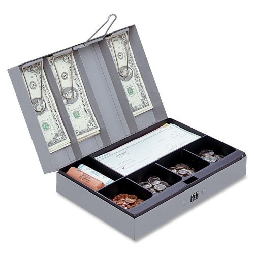 Steel Combination Lock Cash Box, 6 Coin - Steel - Gray, Removable Tray, SPR15508