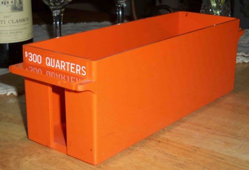 Plastic coin roll tray bucket holder $300 30 roll quarter orange bank equipment for sale