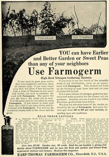 1911 Ad Earp Thomas Farmogerm Fertilizer Nitrogen Farm - ORIGINAL SUB1